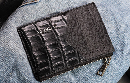 BESPOKE GENUINE BLACK CROCODILE CARD HOLDER WALLET HDWA66