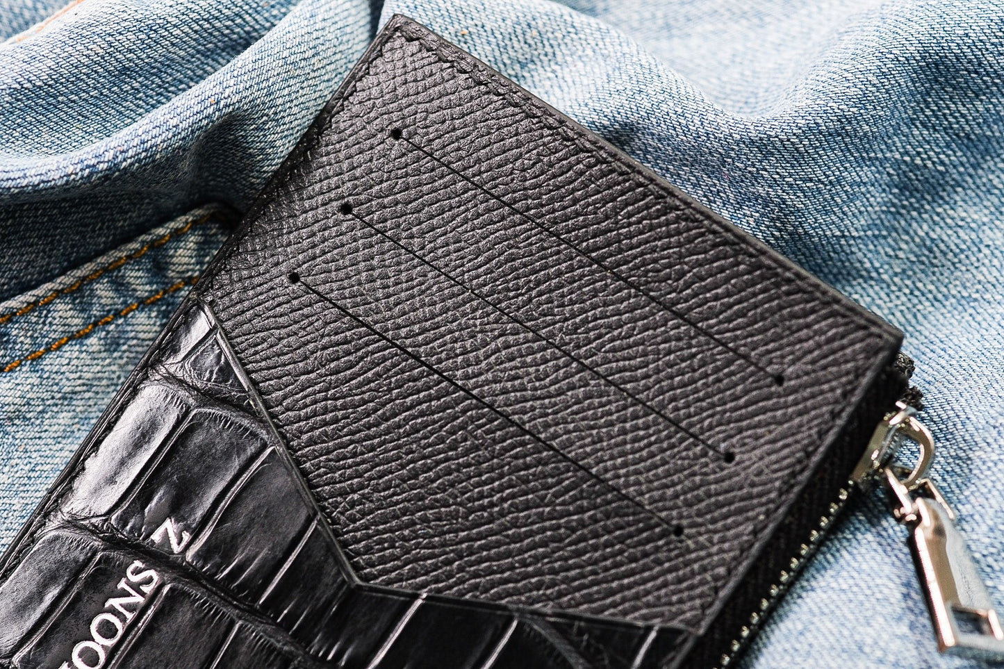 BESPOKE GENUINE BLACK CROCODILE CARD HOLDER WALLET HDWA66