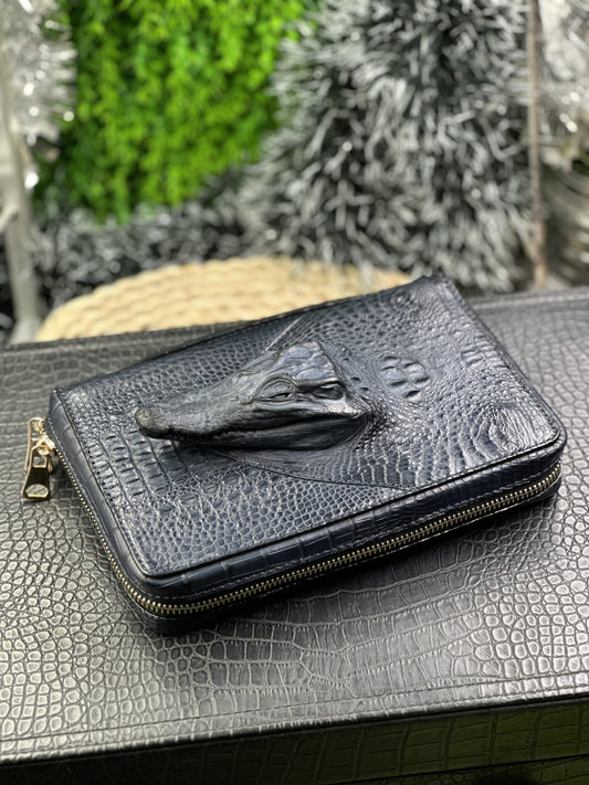 Black crocodile leather man clutch HDWA67