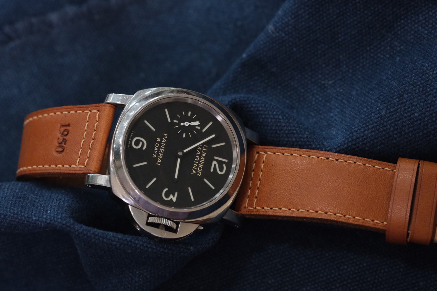 Brown italian vachetta leather strap for Panerai HDPAM14