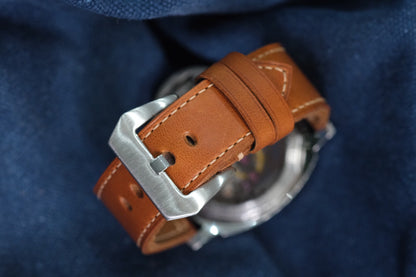 Brown italian vachetta leather strap for Panerai HDPAM14