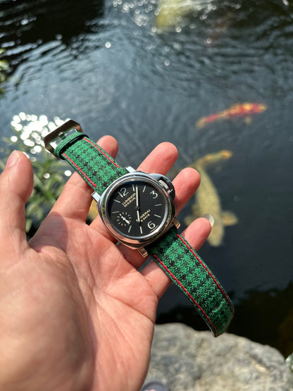 CUSTOM MADE GREEN CARO CASHMERE LEATHER WATCH STRAP BAND FOR PANERAI HDPAM22