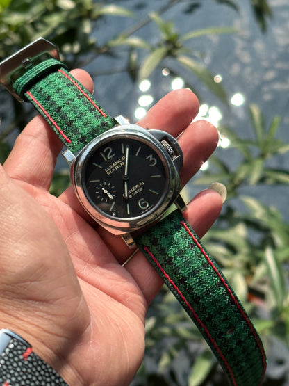 CUSTOM MADE GREEN CARO CASHMERE LEATHER WATCH STRAP BAND FOR PANERAI HDPAM22