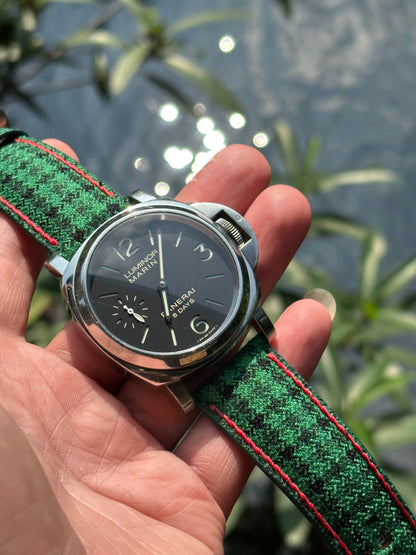 CUSTOM MADE GREEN CARO CASHMERE LEATHER WATCH STRAP BAND FOR PANERAI HDPAM22