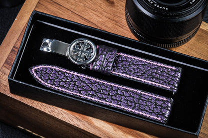 Custom made purple shark skin leather watch strap HDSH24