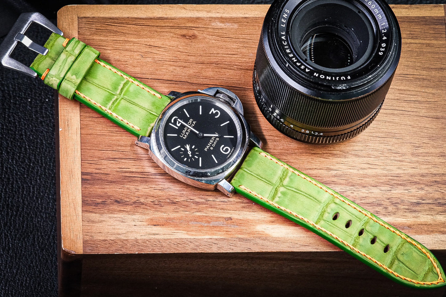 BESPOKE GENUINE GREEN CROCODILE LEATHER WATCH STRAP BAND FOR PANERAI HDPAM29