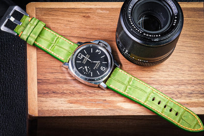 BESPOKE GENUINE GREEN CROCODILE LEATHER WATCH STRAP BAND FOR PANERAI HDPAM29