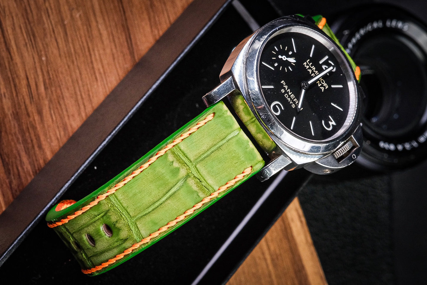 BESPOKE GENUINE GREEN CROCODILE LEATHER WATCH STRAP BAND FOR PANERAI HDPAM29