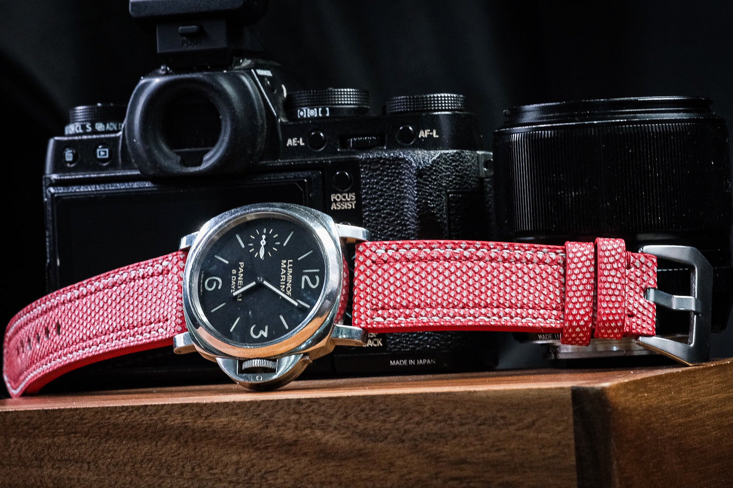 BESPOKE GENUINE RED SNAKE KARUNG LEATHER WATCH STRAP BAND FOR PANERAI HDPAM25