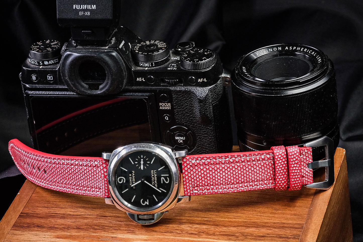 BESPOKE GENUINE RED SNAKE KARUNG LEATHER WATCH STRAP BAND FOR PANERAI HDPAM25