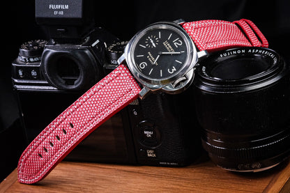 BESPOKE GENUINE RED SNAKE KARUNG LEATHER WATCH STRAP BAND FOR PANERAI HDPAM25