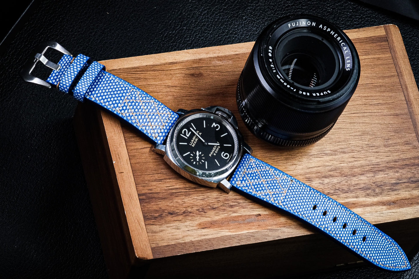 BESPOKE GENUINE BLUE SNAKE KARUNG LEATHER WATCH STRAP BAND FOR PANERAI HDPAM34