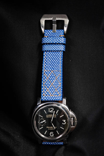 BESPOKE GENUINE BLUE SNAKE KARUNG LEATHER WATCH STRAP BAND FOR PANERAI HDPAM34