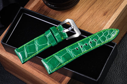 Custom green crocodile neck skin watch strap HDCSNS01