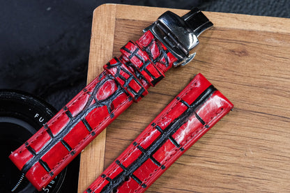 Custom red crocodile skin watch strap HDCSNS02