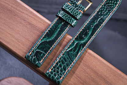 Olive green ostrich leg leather watch strap HDOL58