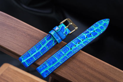 Custom blue crocodile skin watch strap HDCSNS03