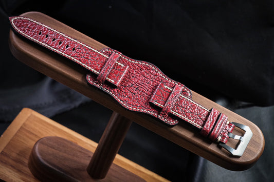 BESPOKE GENUINE RED SHARK BUND LEATHER WATCH STRAP BAND FOR PANERAI HDPAM36