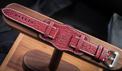 BESPOKE GENUINE RED SHARK BUND LEATHER WATCH STRAP BAND FOR PANERAI HDPAM36