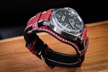 BESPOKE GENUINE RED SHARK BUND LEATHER WATCH STRAP BAND FOR PANERAI HDPAM36