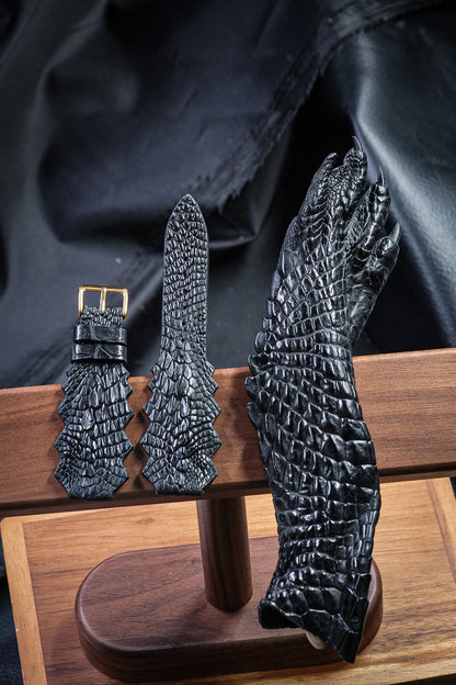 Black crocodile leg skin strap HDCSNS06