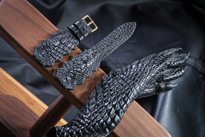 Black crocodile leg skin strap HDCSNS06