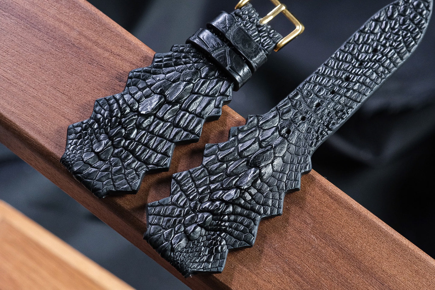 Black crocodile leg skin strap HDCSNS06