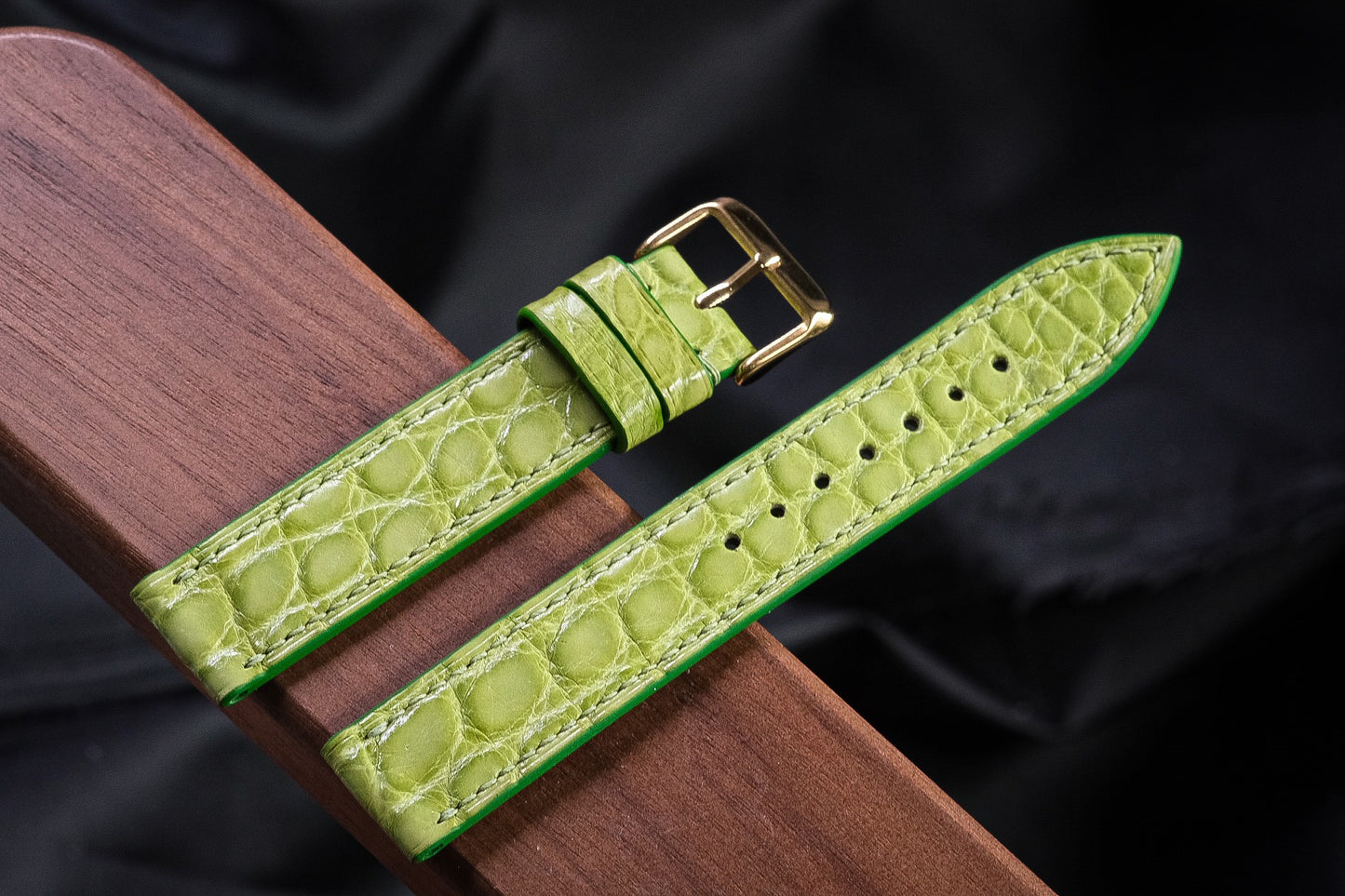 Custom lime green crocodile skin watch strap HDCSNS05