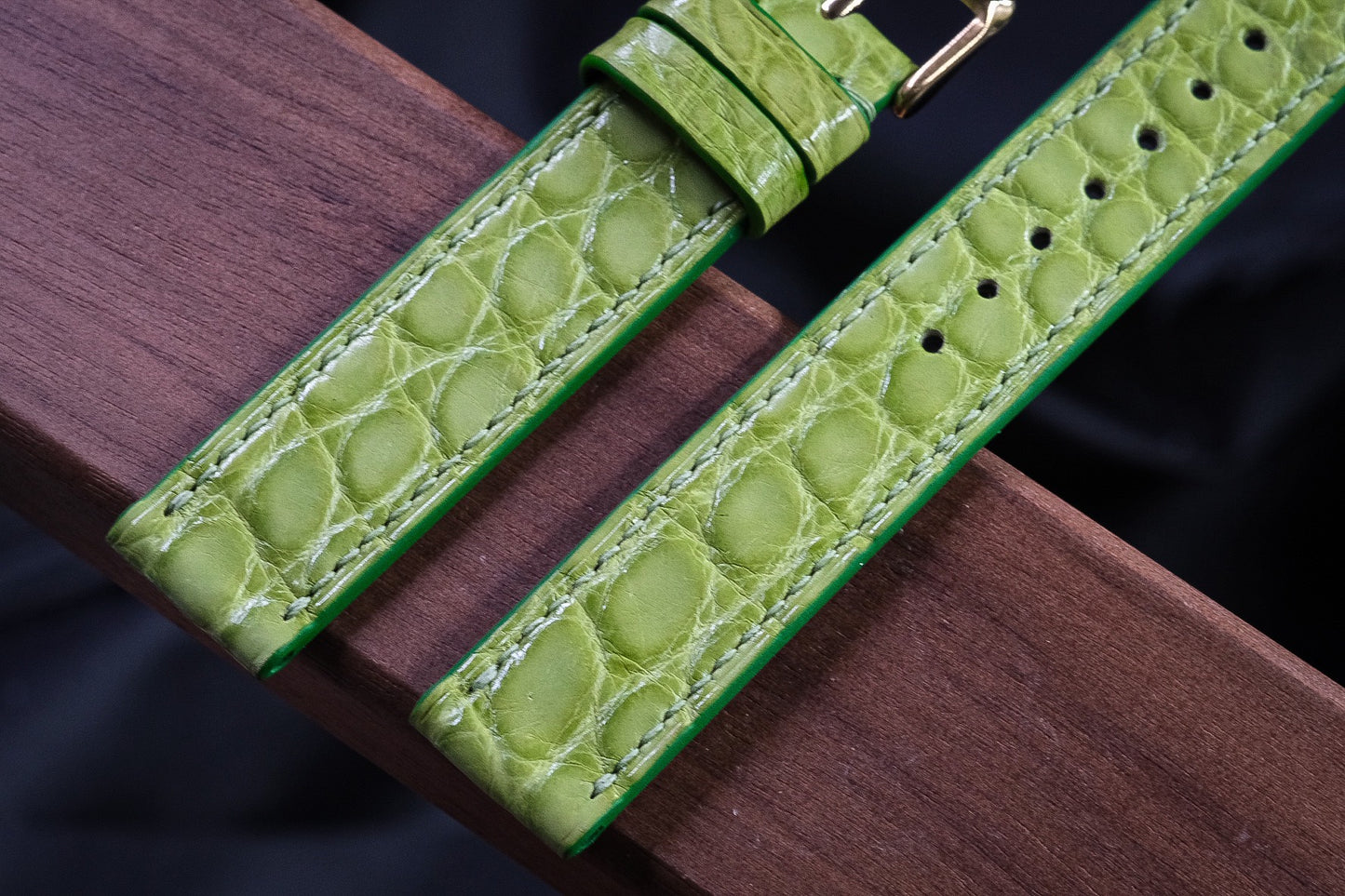 Custom lime green crocodile skin watch strap HDCSNS05