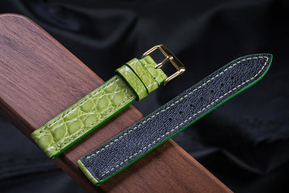 Custom lime green crocodile skin watch strap HDCSNS05