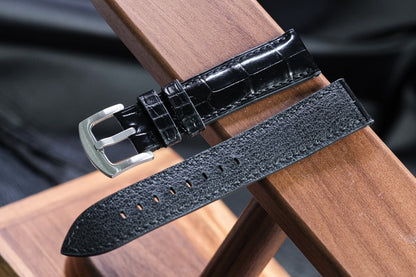 Custom black crocodile watch strap HDCSNS07