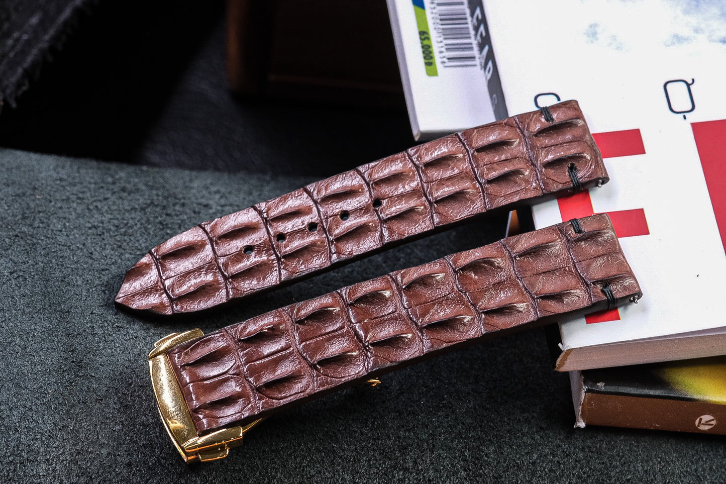 Custom brown crocodile hornback  watch strap HDCSNS08