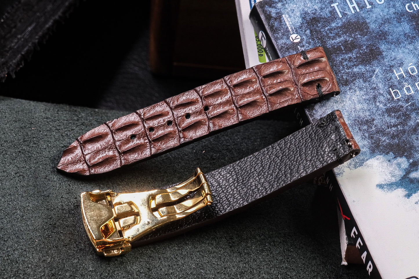 Custom brown crocodile hornback  watch strap HDCSNS08