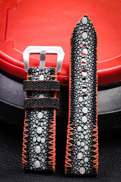 Black roay Strap With Orange Tribal Stitching For Panerai HDPAM35