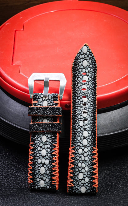 Black roay Strap With Orange Tribal Stitching For Panerai HDPAM35