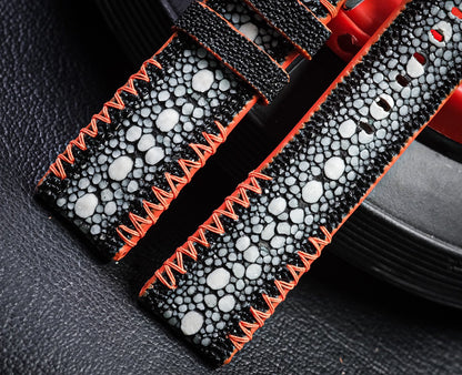 Black roay Strap With Orange Tribal Stitching For Panerai HDPAM35