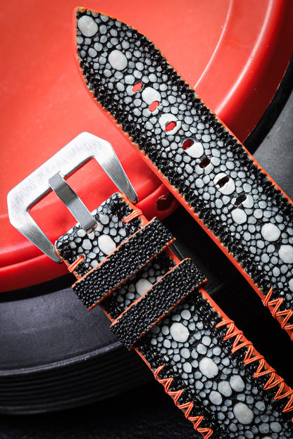 Black roay Strap With Orange Tribal Stitching For Panerai HDPAM35