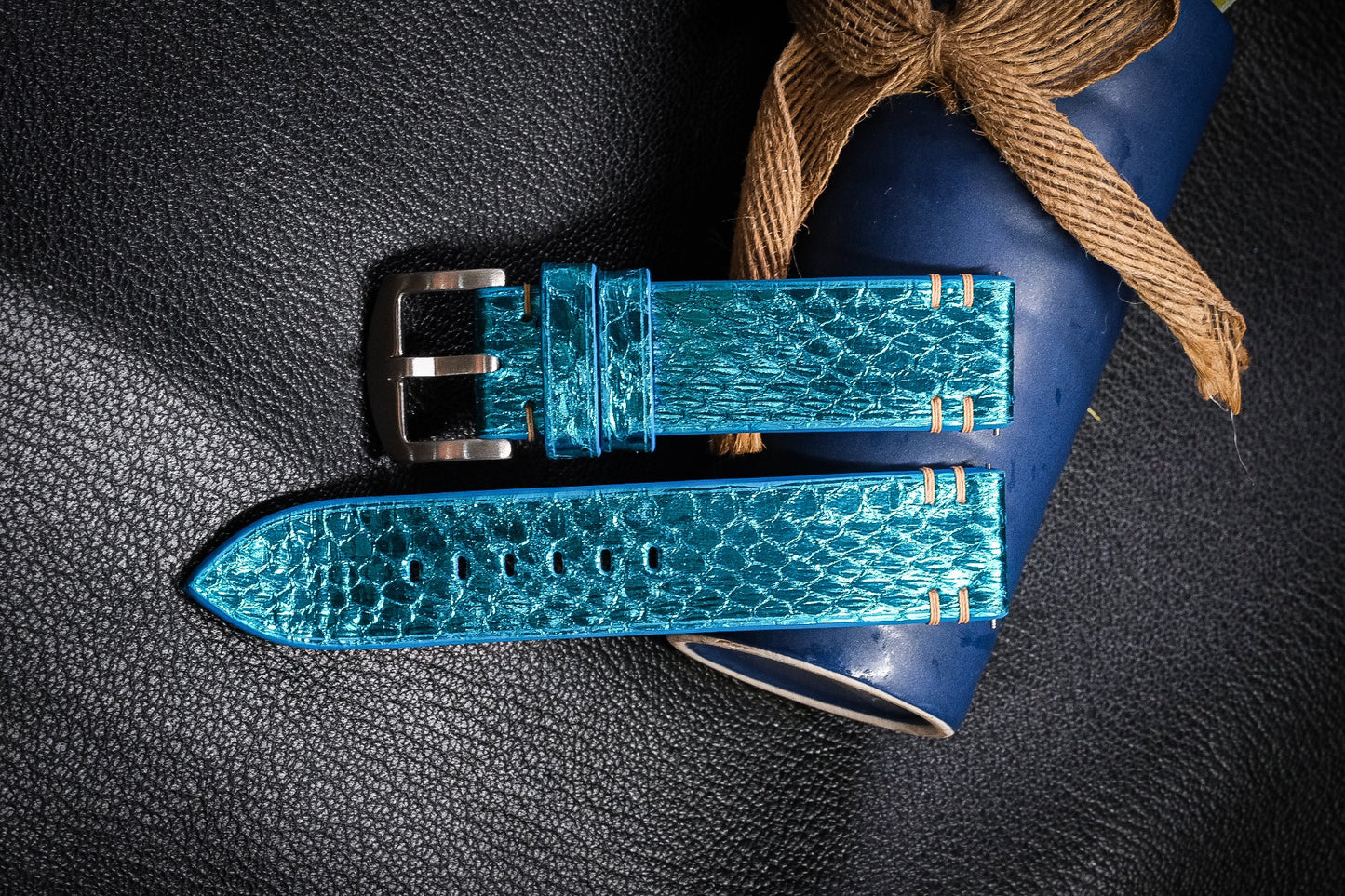 BESPOKE GENUINE SKY BLUE LEATHER WATCH STRAP HDPS22