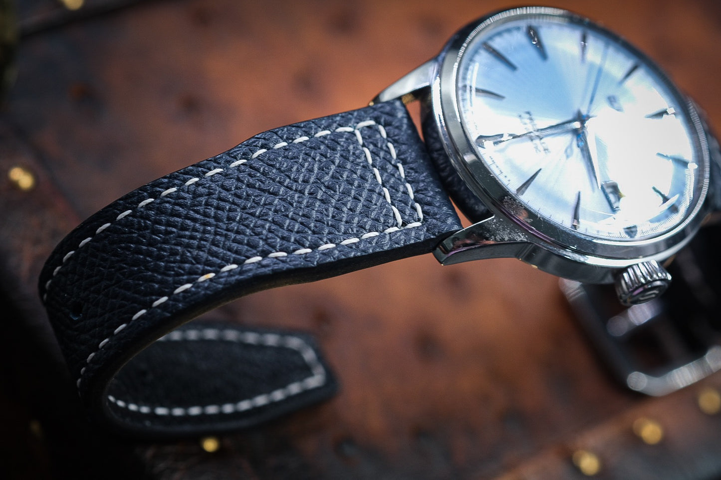 BLACK EPSOM LEATHER WATCH STRAP HDCA38