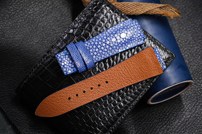 Blue double pearl stingray strap