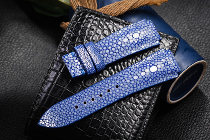 Blue double pearl stingray strap