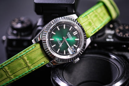 Custom lime green crocodile skin watch strap HDCSNS05