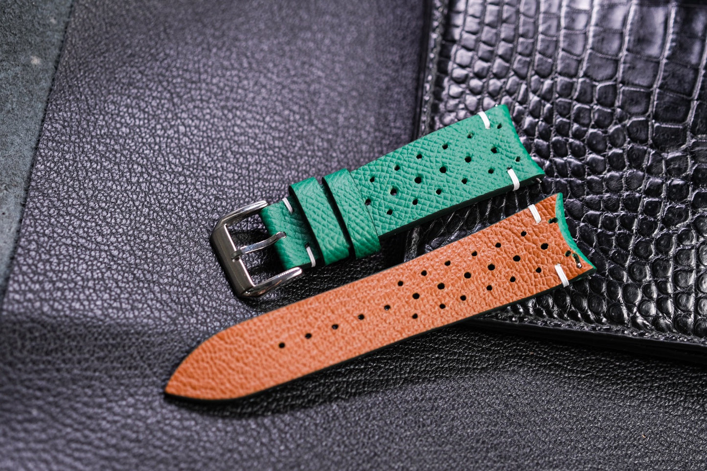 GREEN COW RALLY LEATHER WATCH STRAP HDCC96