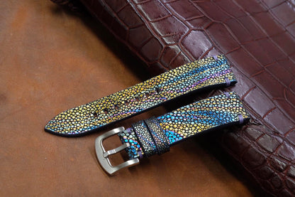 Bespoke Timascus stingray leather handmade watch strap HDST145