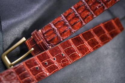 BROWN HORNBACK CROCODILE HANDMADE LEATHER BELT HDBE13