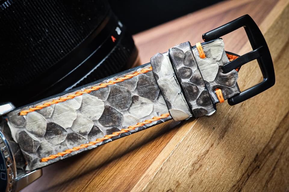 BESPOKE GENUINE WHITE PYTHON LEATHER WATCH STRAP HDPS24