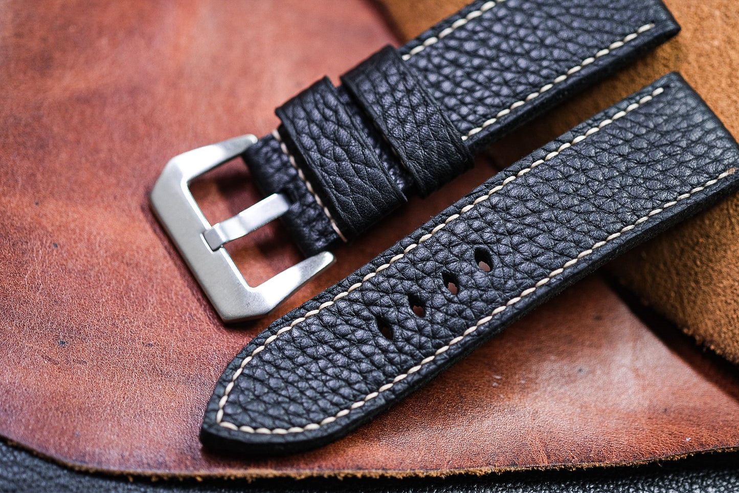 BLACK MILL LEATHER WATCH STRAP HDCA43