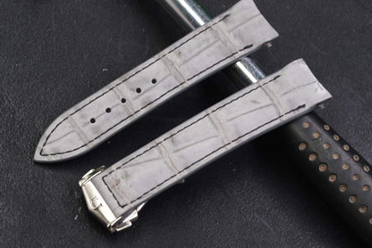 Grey nubuck crocodile leather strap HDCSNS17