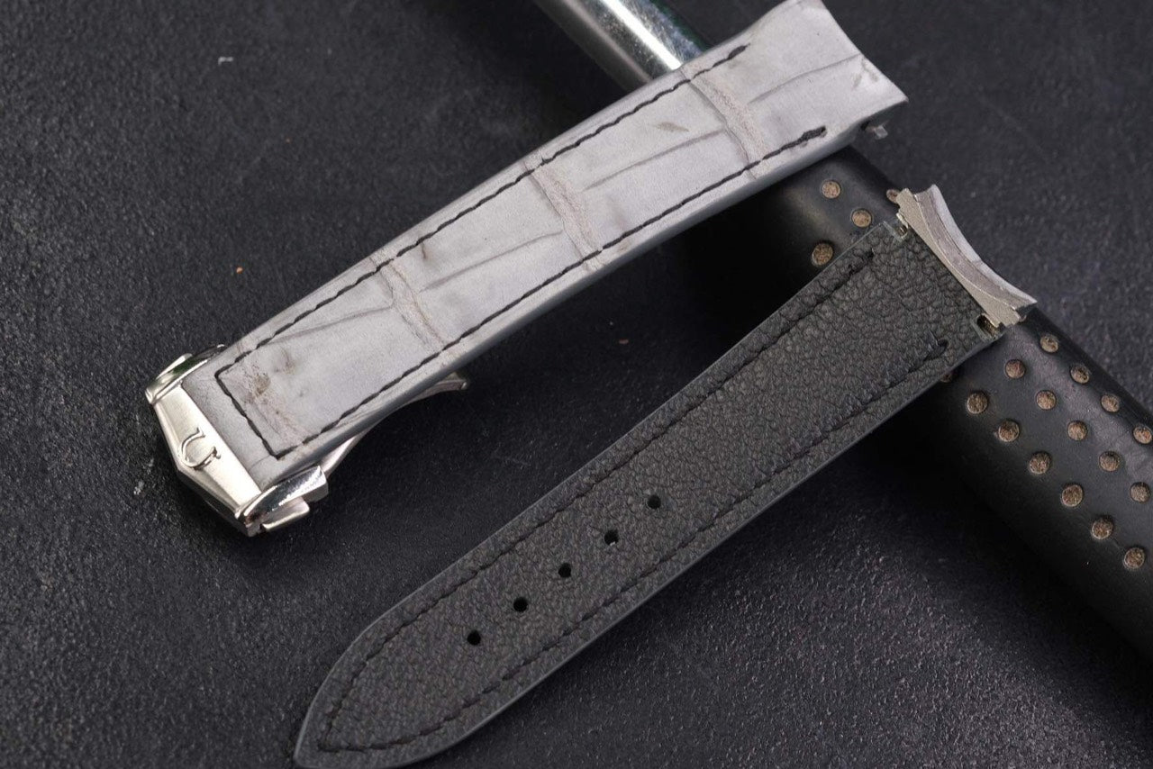 Grey nubuck crocodile leather strap HDCSNS17