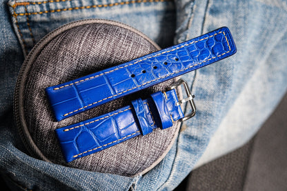 Blue crocodile leather strap HDCSNS18